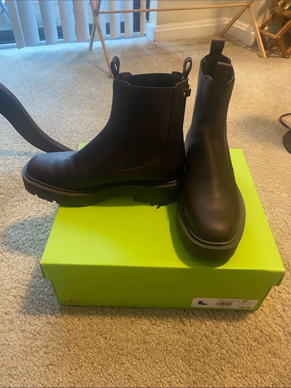 Sam Edelman Laguna Waterproof Chelsea Lug Boots in Walnut leather